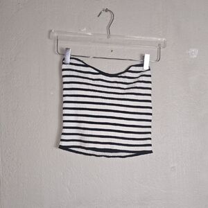 H&M Black and White Striped Crop Tube  Top